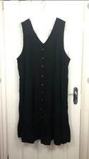 Next Womens Plus Size Black Sleeveless Knee Length Dress With Buttons Size 26 uk