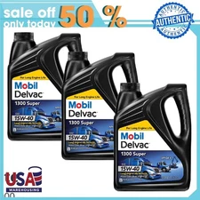 3 pack Mobil Delvac 1300 Super Heavy Duty Synthetic Blend Diesel Engine Oil 15W-