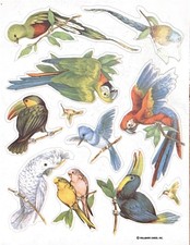 Vintage 1980s Hallmark Sticker Sheet Tropical Birds