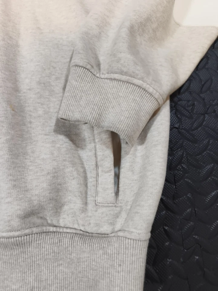 Moletom com capuz Sean John masculino tamanho grande creme branco manga listrada Y2K hip hop zíper completo - Imagem 3 de 4