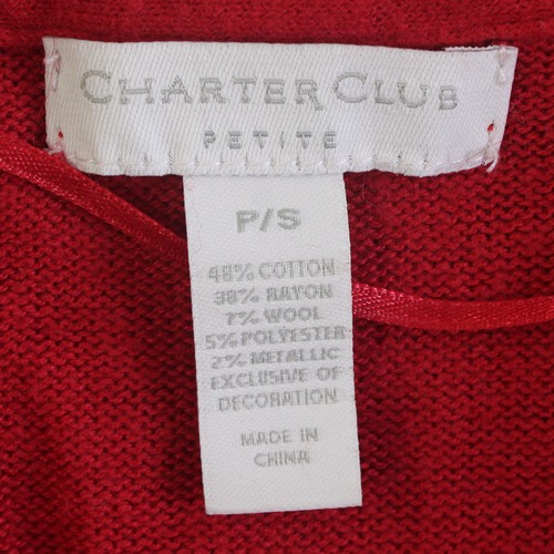 Charter Club Rouge Scintillant à Volants Open-Front Cardigan Femmes Ps - Photo 4 sur 5