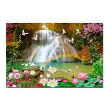 Natural Forest Waterfall Landscape Pictures Wall Art Home Decor Prints Painting