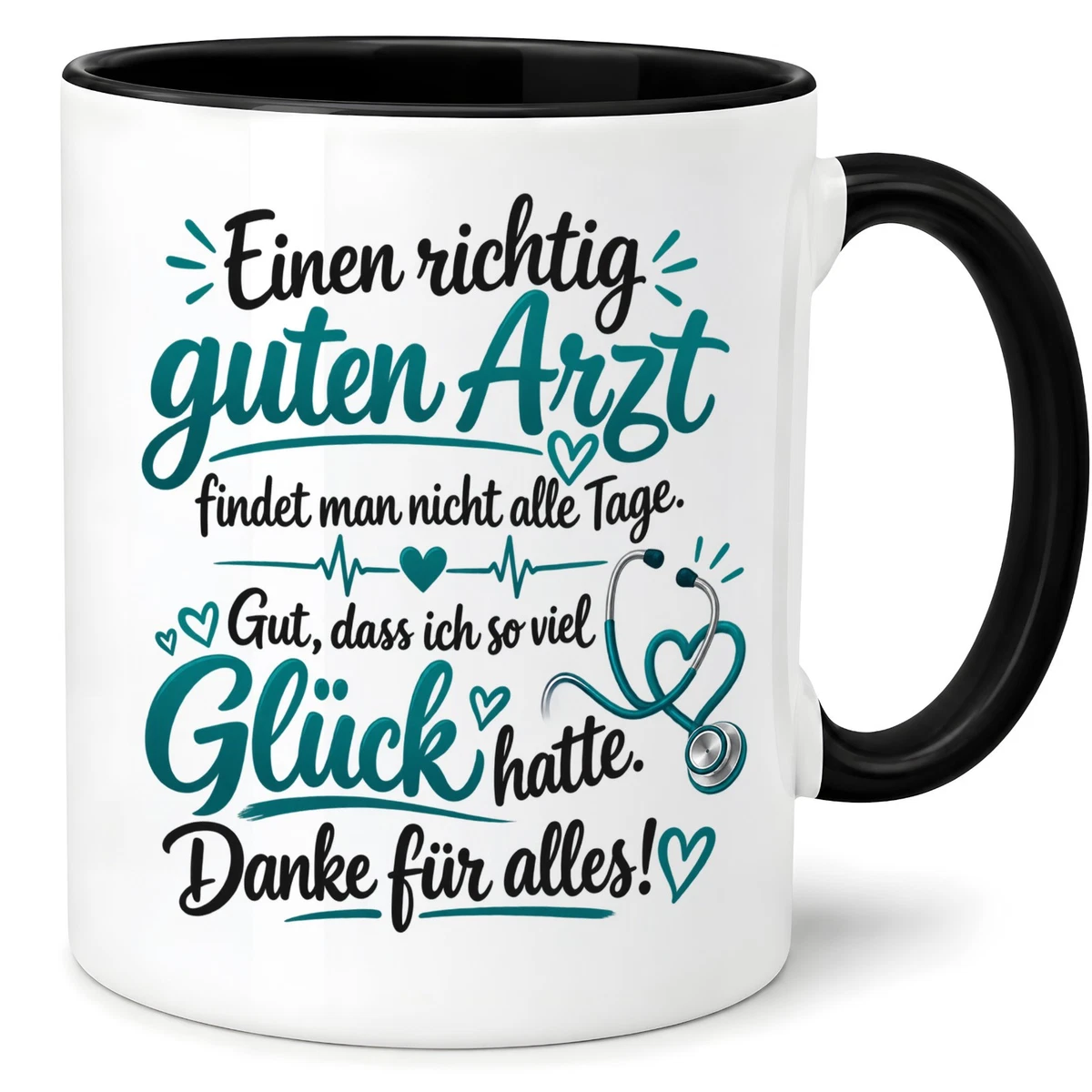 Herzbotschaft Arzt Tasse Kaffeetasse für Ärzte - Danke Geschenk für guten Arzt