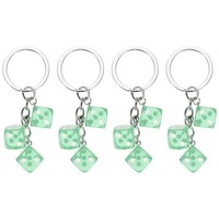 FüR Lucky Dice 4Er-Set SchlüSselanhäNger, WüRfel-AnhäNger Mit 3 AnhäNgern, GrüN