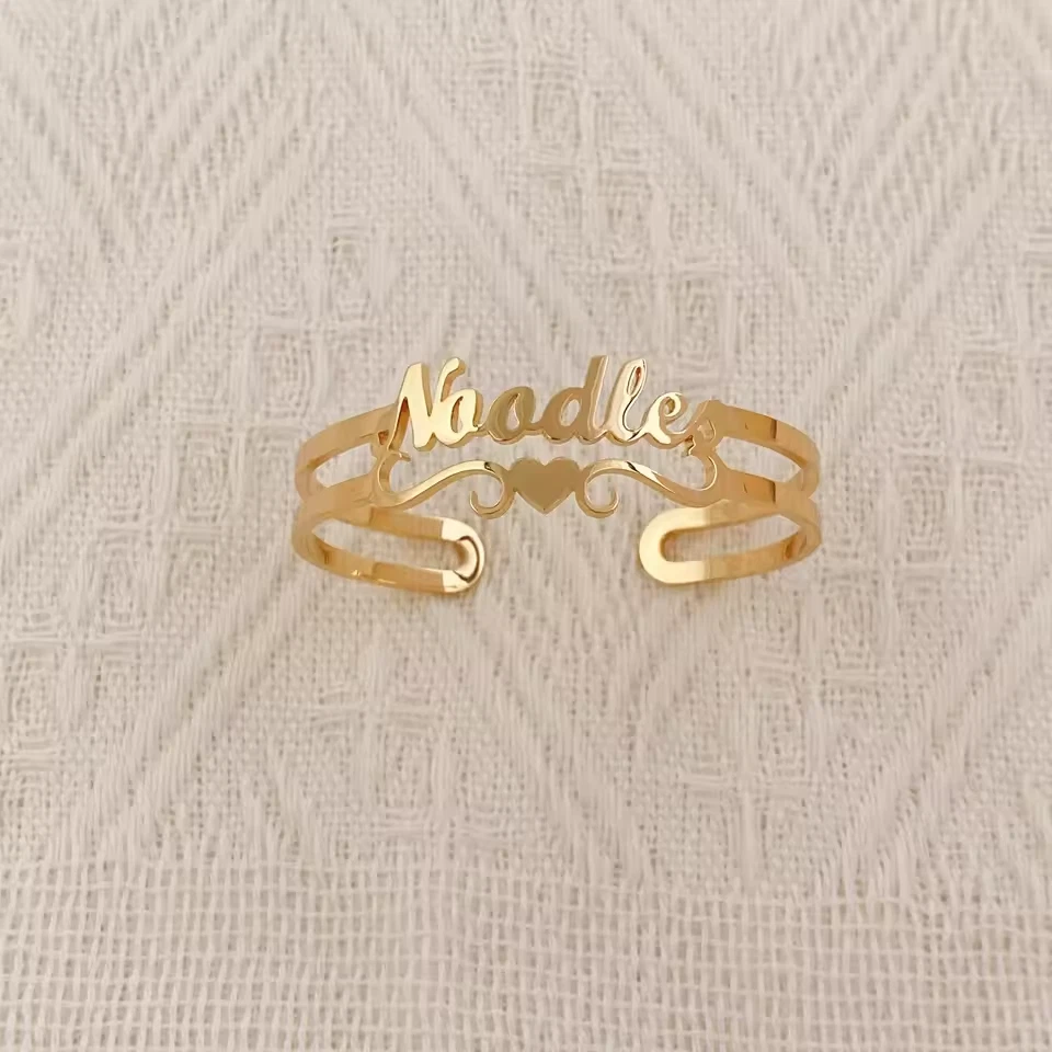 Brazalete Brazalete Personalizado Nombre Personalizado Joyería Corazón Moda Brazalete Ajustable Foto 3 de 4