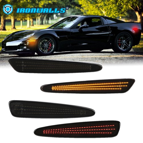 4pcs Constant Amber Red LED Side Marker Lights for Chevrolet Corvette C6 05-13