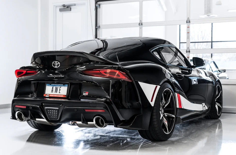 AWE Touring Cat-Back Exhaust w/ 5” Chrome Tips For 20-25 Toyota Supra 3.0L Foto 4 de 4