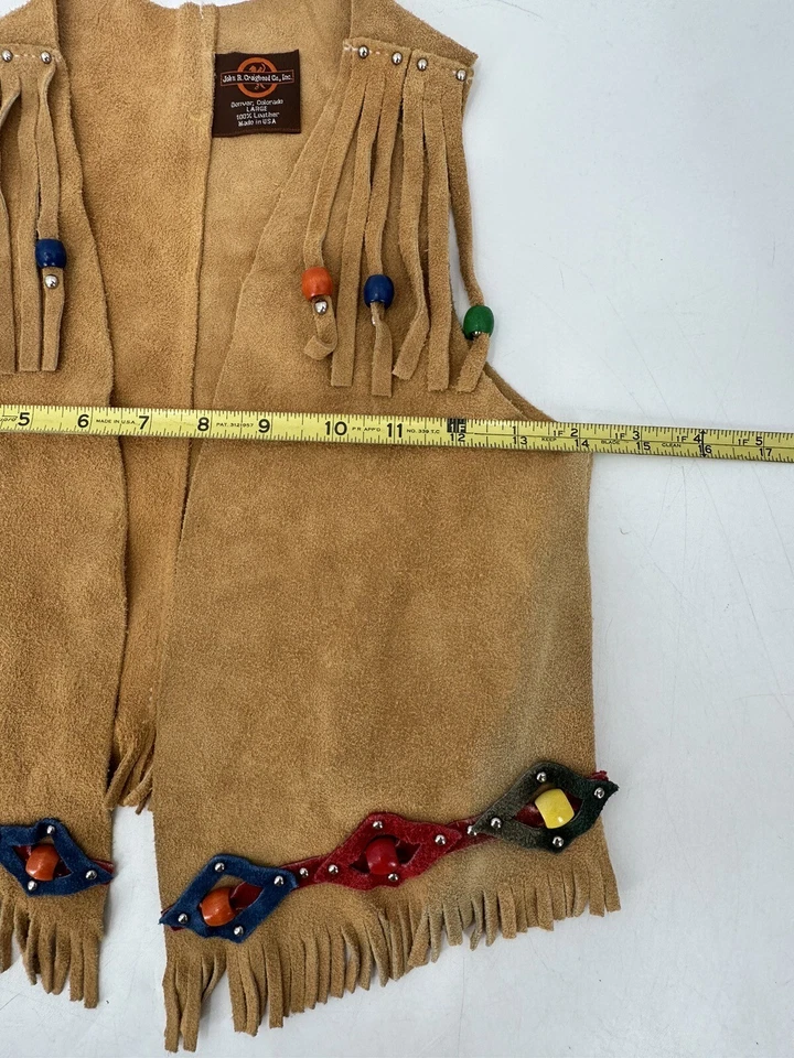 Vtg John R. Craighead Outfit Costume Vest Skirt Fringe Youth LARGE Brown - Image 3 of 4