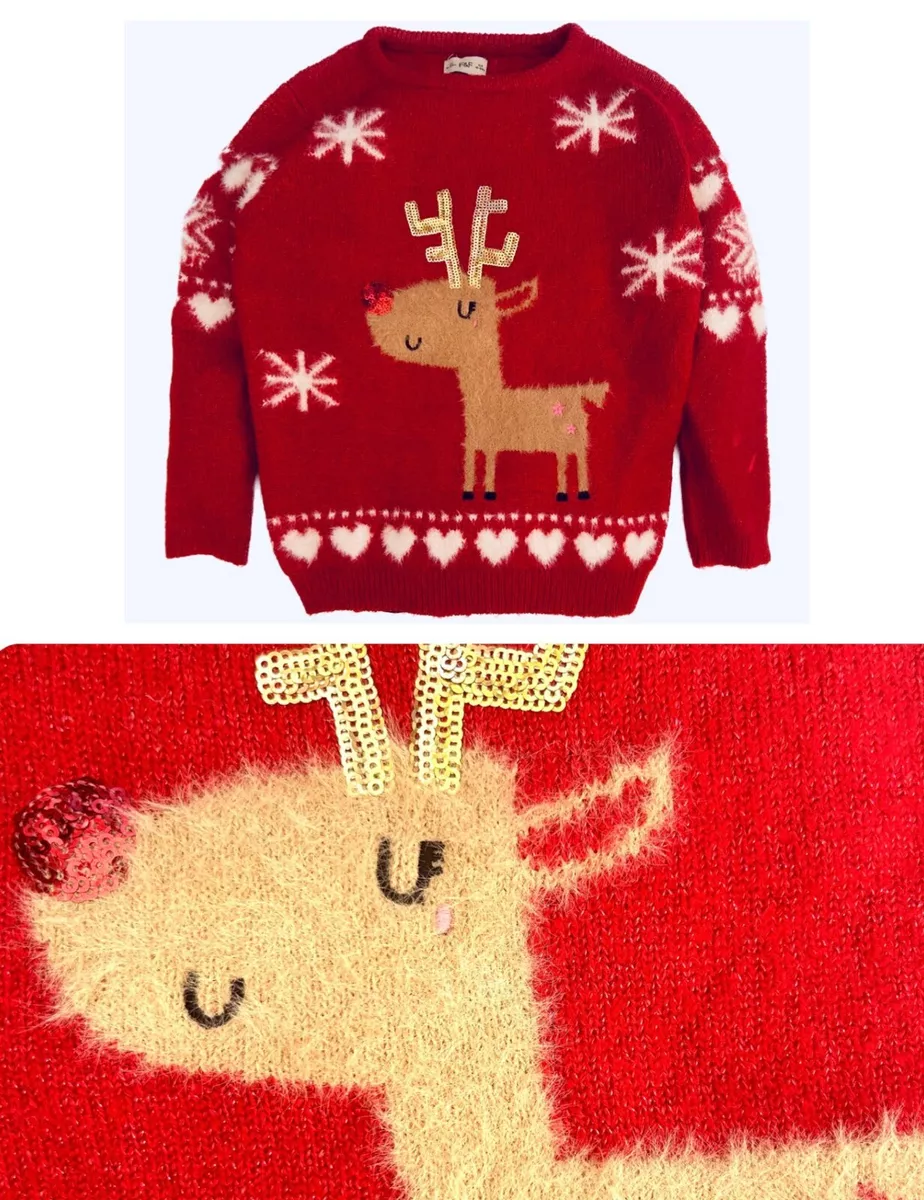Red reindeer christmas best sale sweater