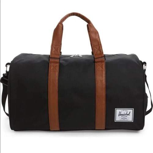 NEW Herschel Novel Duffle Bag - Black/Tan (21" x 11" x 11")