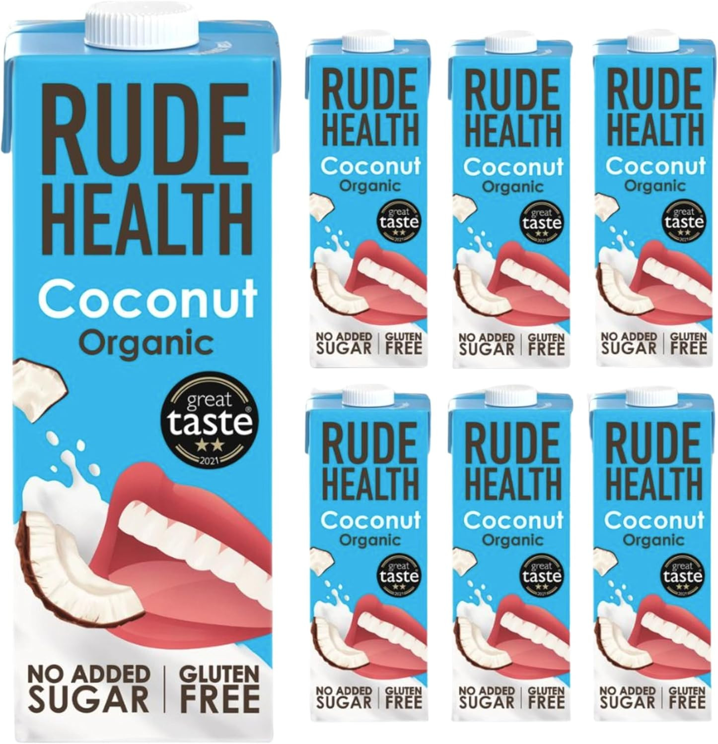 Rude Health 6 X 1 Litre Organic Coconut Dairy-Alt Milk, 100% Natural Organic & &