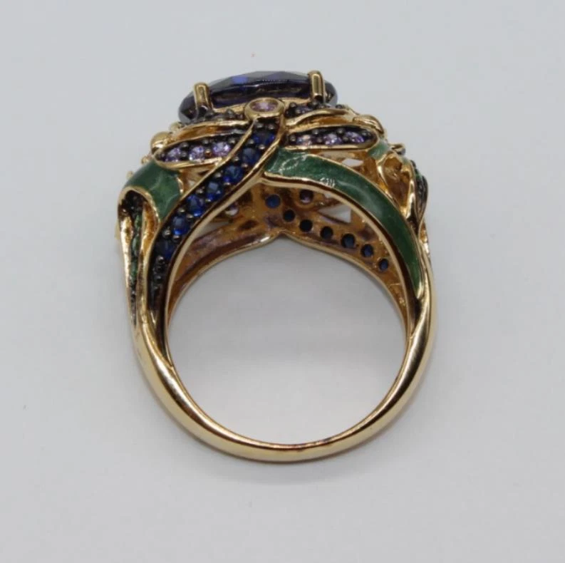 Желтое золото Vermeil VICTORIA WIECK стрекоза кольцо-размер 7 - Изображение 4 из 4