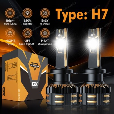 AUXBEAM H7 LED Headlight Bulbs Kit High/Low Super White Bright Canbus Conversion