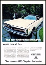 1970 Chrysler New Yorker Vintage Advertisement Print Art Car Ad J790
