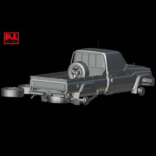 STL File - Toyota Land Cruiser J79 Pickup (2012) - 3D Print 1/87 64 43 32 24 18 - Picture 5 of 7
