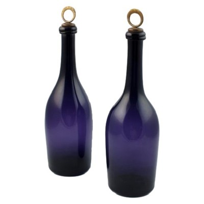 19thC Blown English Amethyst Glass Liquor Bottles Sherry & Port
