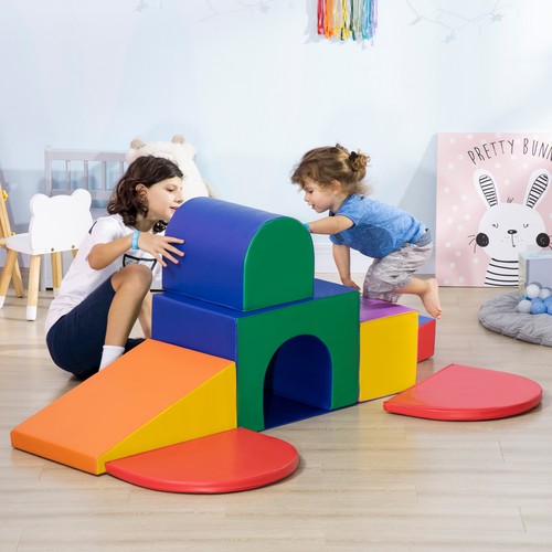 HOMCOM 7 Pieces Kids Foam Soft Play Set Toddler Climbers Play Structures - Picture 2 of 9