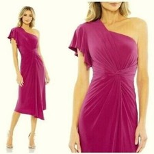 Mac Duggal Magenta One-Shoulder Asymmetric Cocktail Dress Size 14 $258