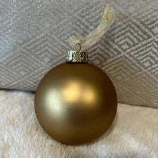 Frontgate 3.5” Glass Matte Gold Round Christmas Ornaments