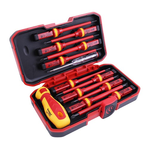 13pcs Electrician's Insulated Magnetic Electrical Hand Screwdriver Set With Case - Picture 1 of 8