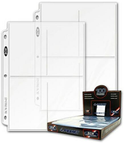 Box of 100 BCW Pro 4-Pocket 3.5x5 Photo / Small Postcard Pages binder sheets