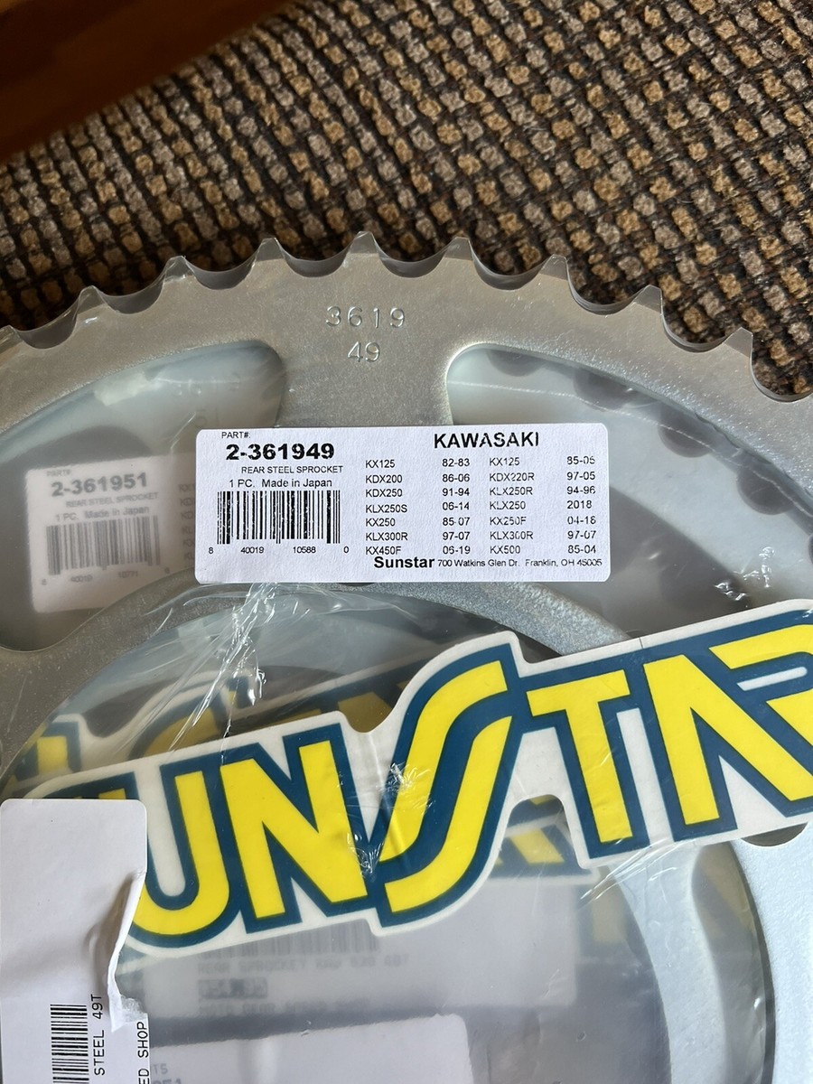 Sunstar Steel Rear Sprocket - Part# 2-361949 - 49T- Kawasaki | eBay
