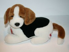Dakin Plush Puppy Dog Beagle Basset Hound 10" Stuffed Soft Toy Red Tag Vtg 1989