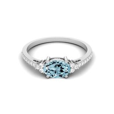 1.40 Ctw Oval Blue Topaz 925 Sterling Silver Solitaire With Accents Wedding Ring