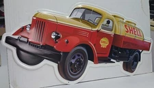 Shell Oil Gas Truck Tanker Die Cut Vintage Style 12" x 22" Metal Sign