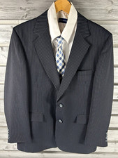 Vintage 70s JCPenney Blue Pinstriped Wool Bla...