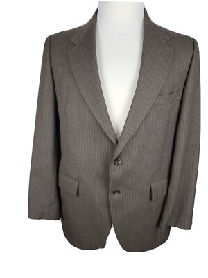 Bankers Hall Mens Vtg Sz 40R Brown Striped No Tag Guess Is Wool Sport Coat S59