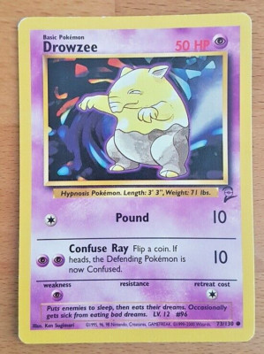 Pokemon Karte Drowzee/Traumato 73/130 Englisch -Base  2/Base Two