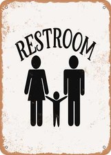 METAL SIGN - Restroom - Vintage Rusty Look