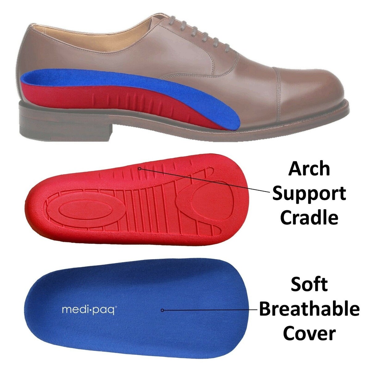 3/4 Insoles Plantar Fasciitis Orthotic Arch Support Shoe Insert Flat Feet  Relief