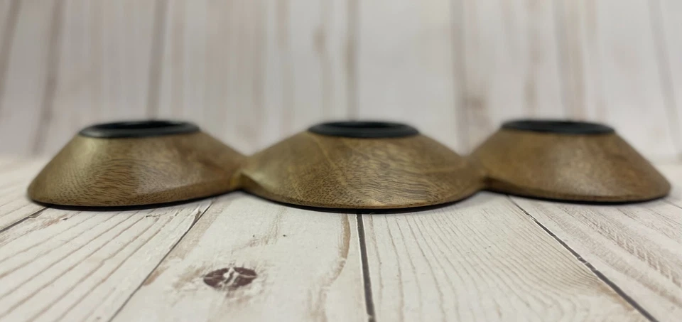 Candelabro de madera de mango 3 luces Tealight marrón claro madera 11" mesa NUEVO Foto 2 de 4