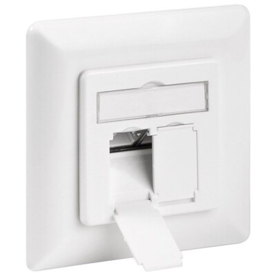Netzwerk-Anschlußdose Cat.6a 500MHz RJ45 (8P8C) Doppel-Unterputz-Dose reinweiss