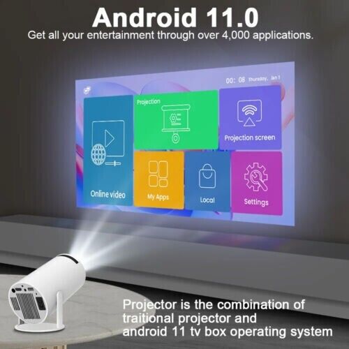 Mini Proyector 4K 10000 Lúmenes LED 1080P WiFi Bluetooth UHD Portátil Cine en Casa - Imagen 8 de 19