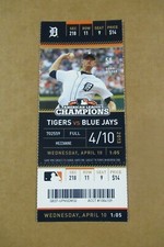 DETROIT TIGERS VS TORONTO BLU JAYS 4/10/2013 FULL TICKET ~ DOUG FISTER
