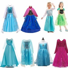 Disney Fancy Anna Elsa Frozen Cosplay Costume Party Girls Princess Queen Dresses