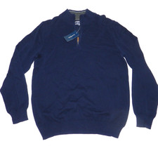 Club Room. 1/4 Zip Textured Cotton Sweater Men  s Size L Navy Blue NWT. Retail 65