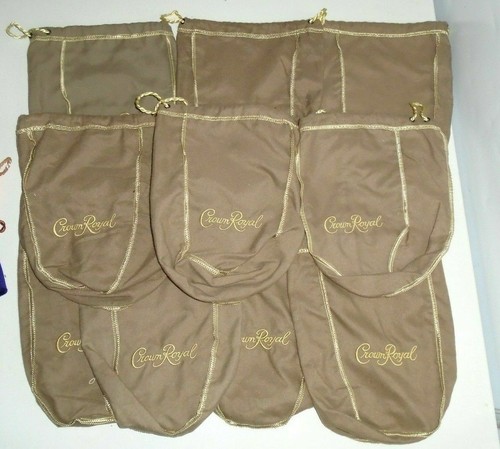 Lot of 7 Crown Royal Vanilla 750ml Tan Gold Drawstring 9" Medium Bags