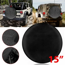 15" DIY Spare Tire Tyre Wheel Cover Protector Black for Jeep Trailer RV Camper