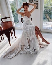 Fairytale Lace Wedding Dress Bridal Gown Straps 2-28W Custom made Split Buttons