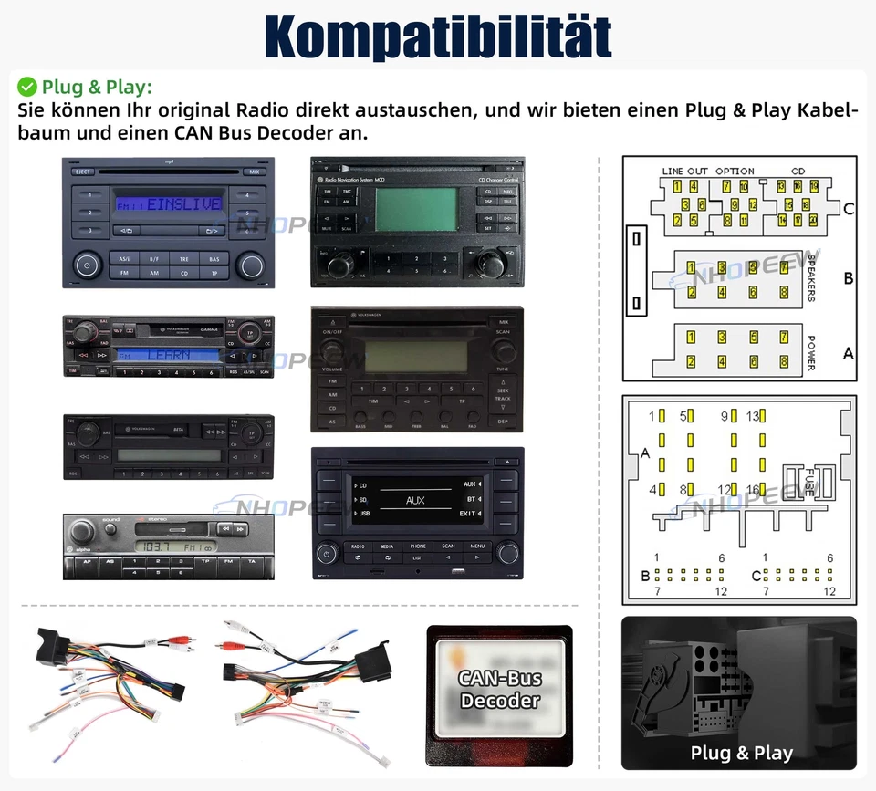 DAB+ CarPlay Android Autoradio Für VW Polo 9N Golf 4 Passat B5 T5 GPS Navi WIFI - Bild 3 von 4