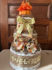 Diaper Cake--Fall Pumpkin, New Baby, Shower Table Centerpiece
