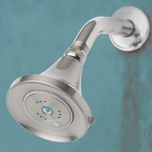 NIAGARA N3915BN 3.4 " Single Wall Mount Fixed Adjust. Shower Head Brushed Nickel - Picture 2 of 6