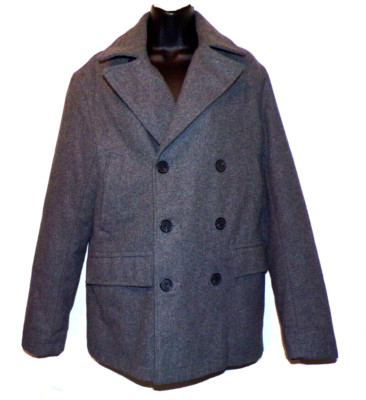 Old Navy Women's S/P Gray Wool Blend Lined Peacoat 6 Button 4 pocket 2 flap CR