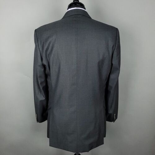 Versace Suit Jacket Mens 42L Wool Silk Peak Lapel Striped Blazer Wedding Office - Picture 4 of 17