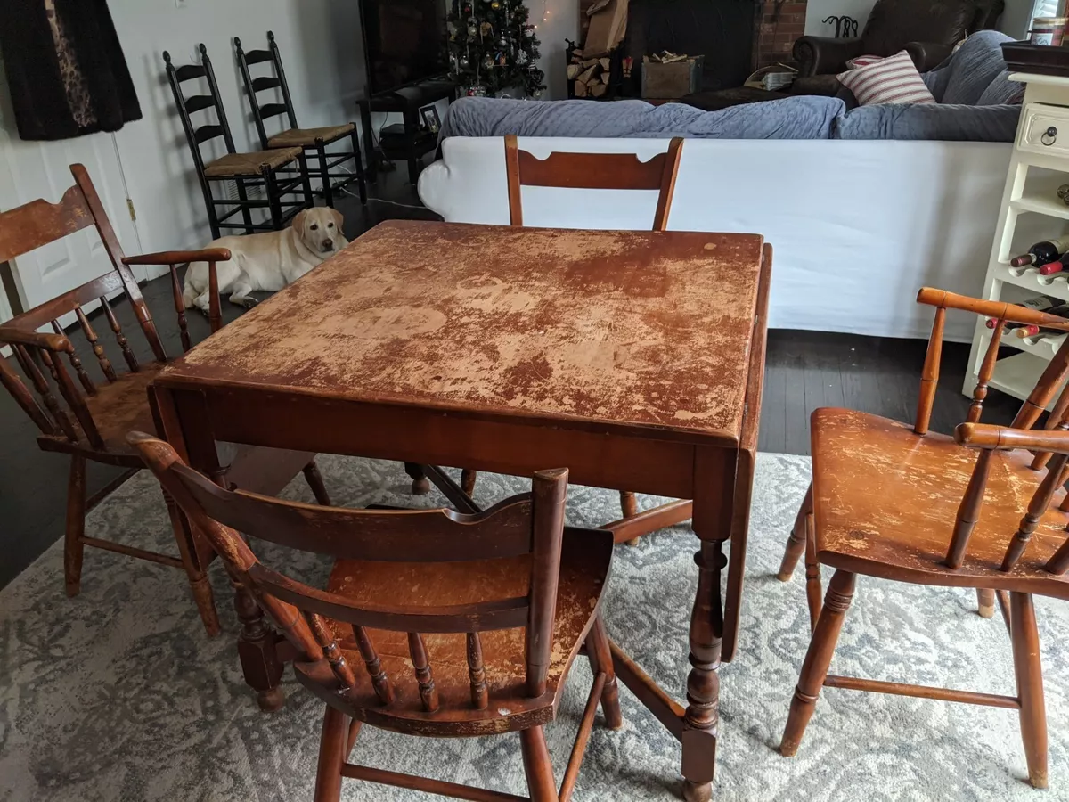 VINTAGE 1930s ORIGINAL CONANT BALL MAPLE DROP LEAF DINING TABLE