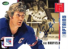 Vic Hadfield autographed hockey card (Rangers) 2004 Parkhurst Captains #73